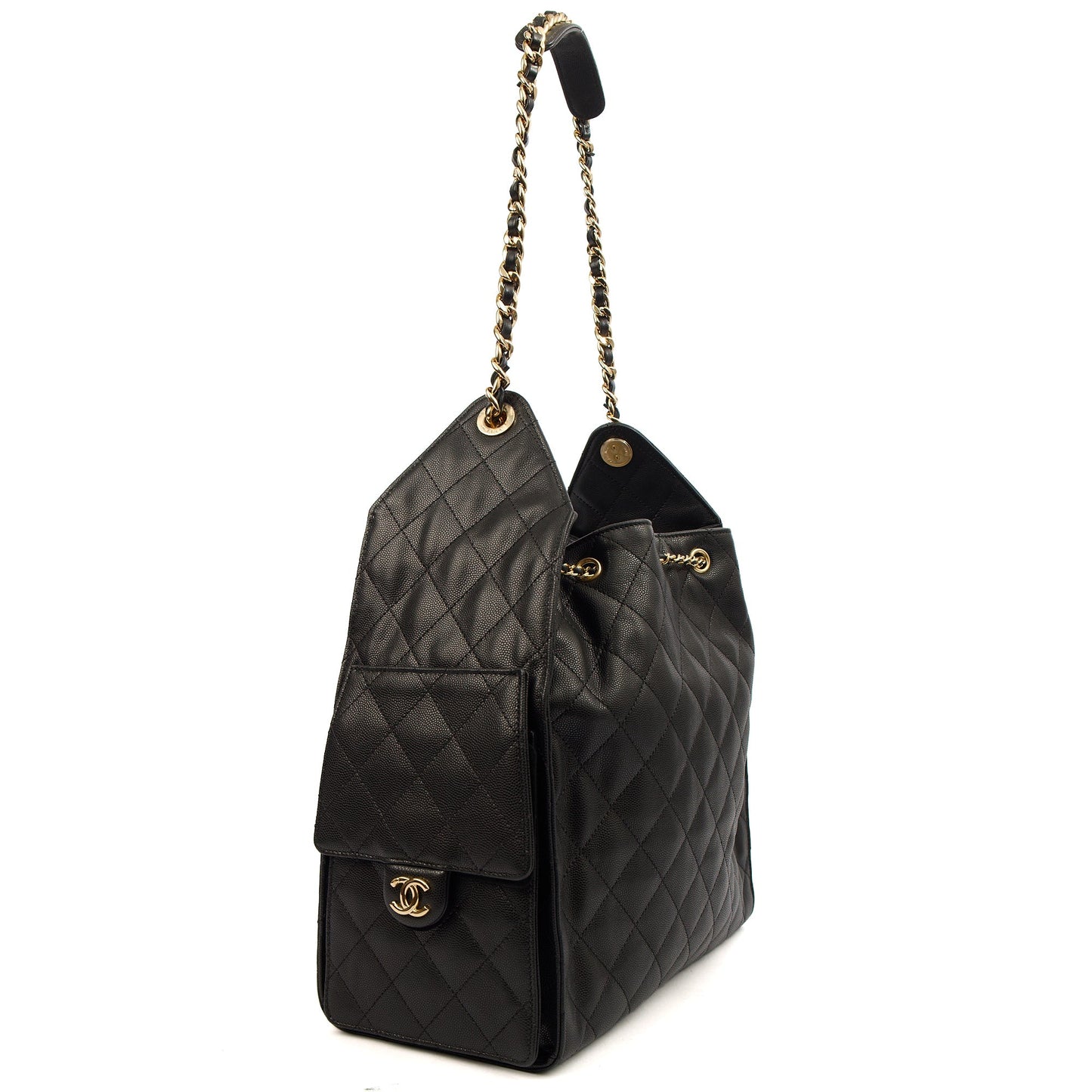 Chanel 25 - Medium in Black, Caviar Leather — Back View