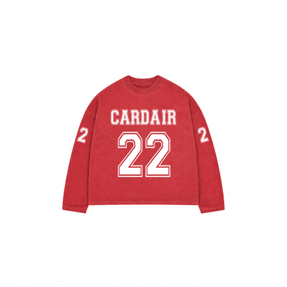Cardair Varsity Long Sleeve T Shirt - Red — S — Front View