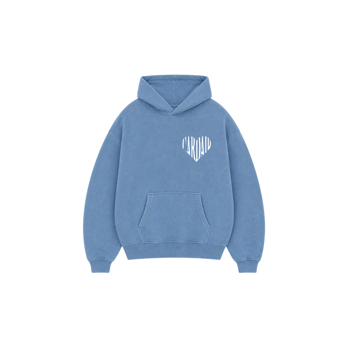Cardair Embroidered Heart Hoodie - Blue — XS — Front View