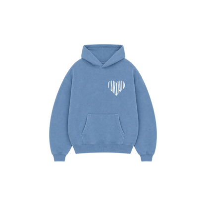 Cardair Embroidered Heart Hoodie - Blue — XS — Front View