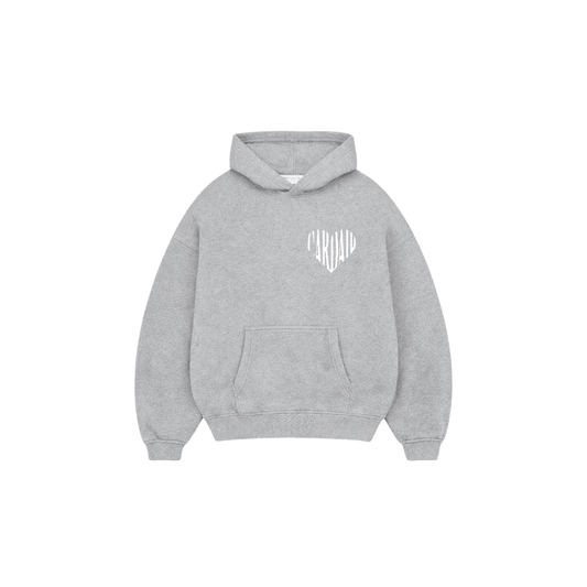 Cardair Embroidered Heart Hoodie - Grey — XS — Front View