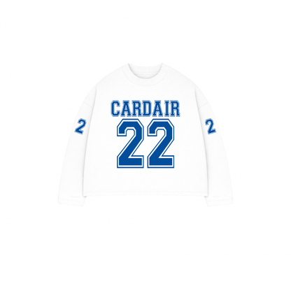 Cardair Varsity Long Sleeve T Shirt - White — S — Front View