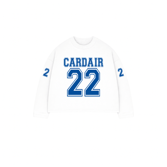 Cardair Varsity Long Sleeve T Shirt - White — S — Front View