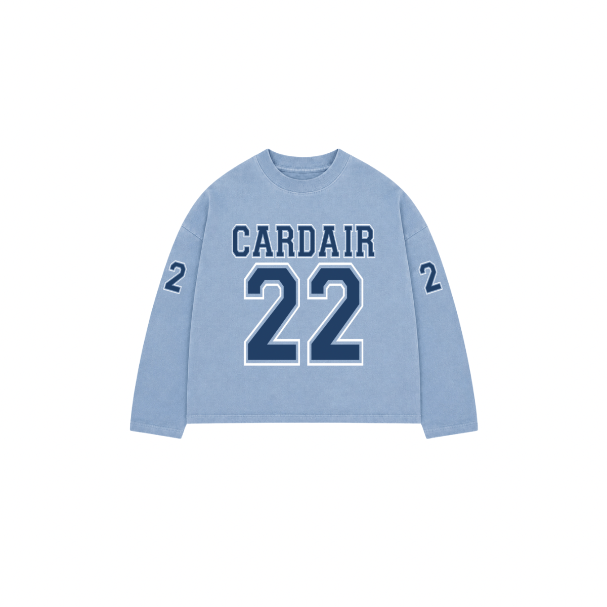 Cardair Varsity Long Sleeve T Shirt - Sky Blue — S — Front View