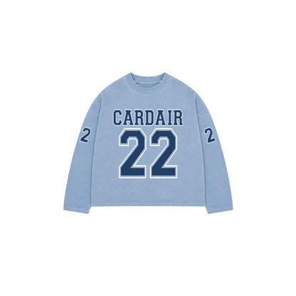 Cardair Varsity Long Sleeve T Shirt - Sky Blue — S — Front View
