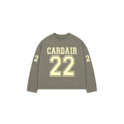 Cardair Varsity Long Sleeve T Shirt - Olive — S — Front View