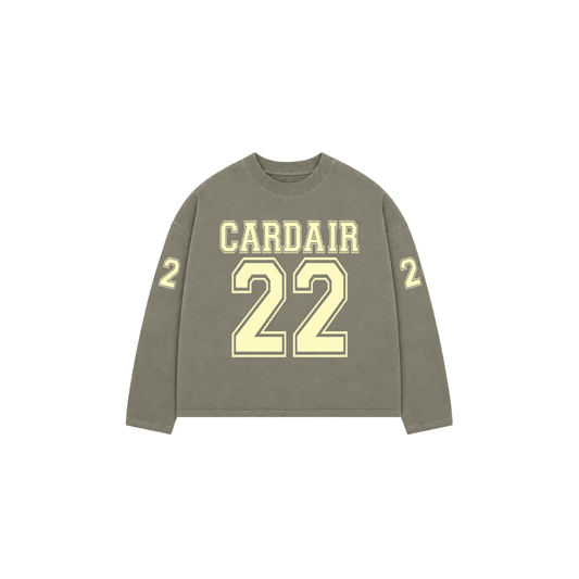 Cardair Varsity Long Sleeve T Shirt - Olive — S — Front View