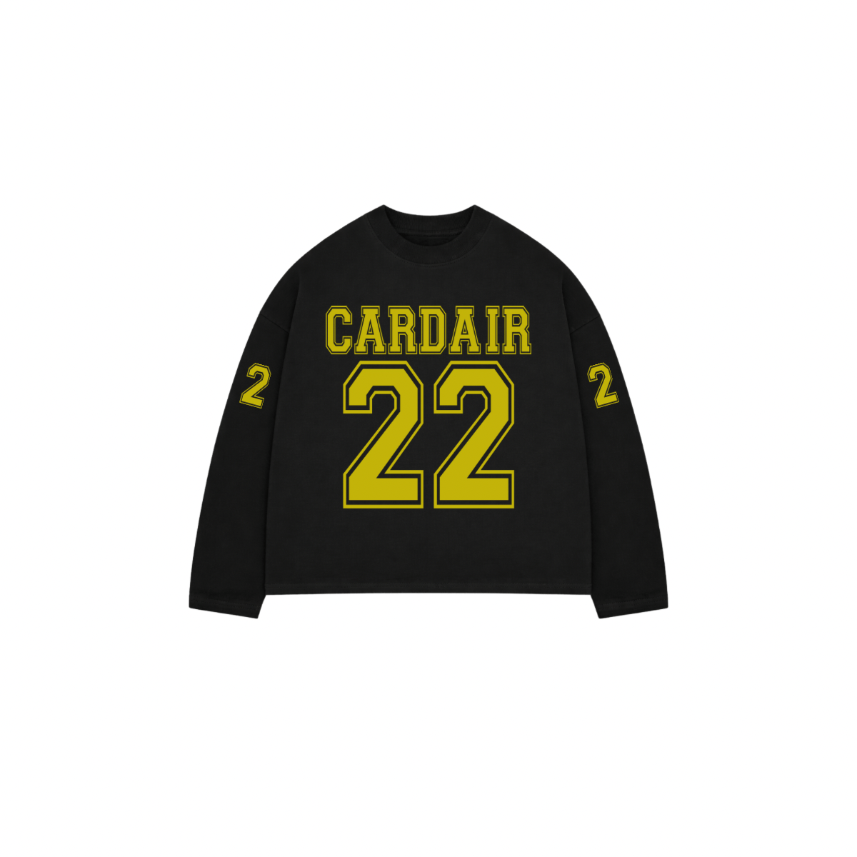 Cardair Varsity Long Sleeve T Shirt - Black — S — Front View