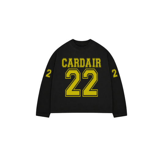 Cardair Varsity Long Sleeve T Shirt - Black — S — Front View