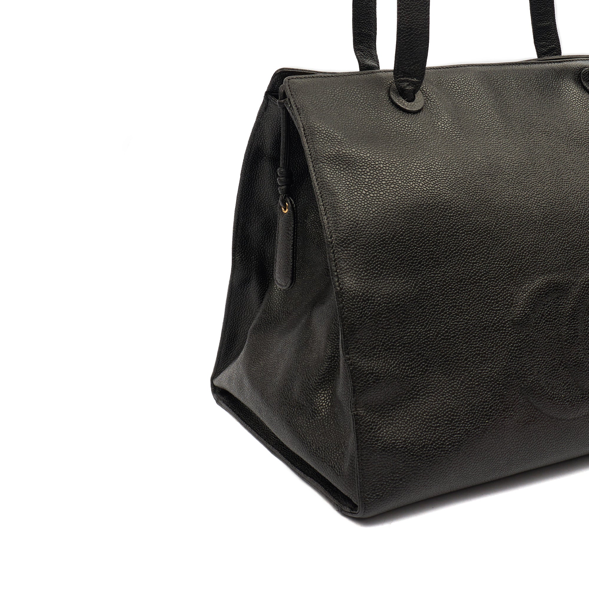 Chanel Tote Vintage Tote in Black, Caviar Leather — Alternate View 8