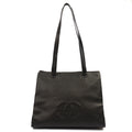 Chanel Tote Vintage Tote in Black, Caviar Leather — Front View