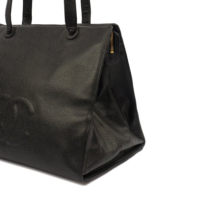 Chanel Tote Vintage Tote in Black, Caviar Leather — Lifestyle View