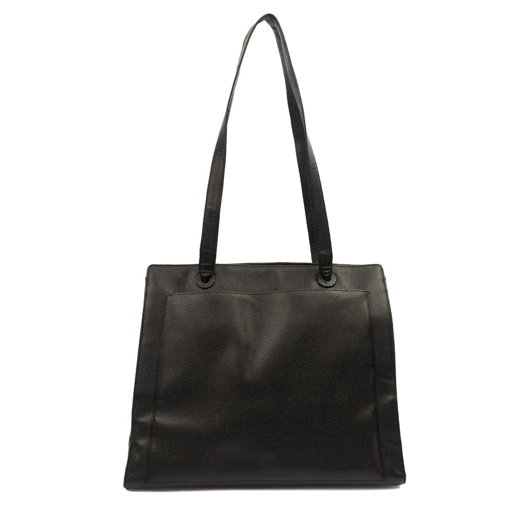 Chanel Tote Vintage Tote in Black, Caviar Leather — Top View