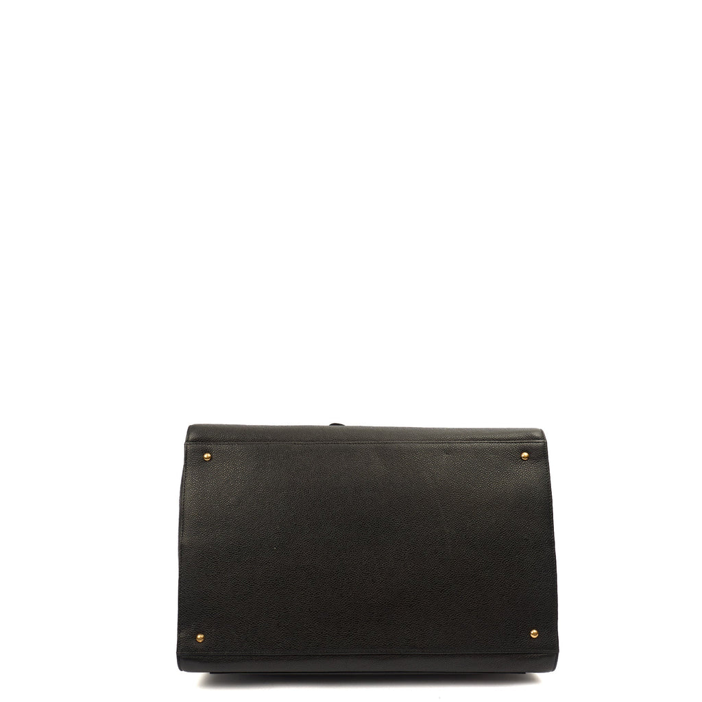 Chanel Tote Vintage Tote in Black, Caviar Leather — Detail View