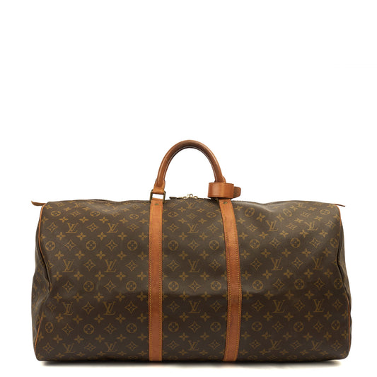 Louis Vuitton Soft Sided Keepall 60 in Monogram, Canvas — Front View