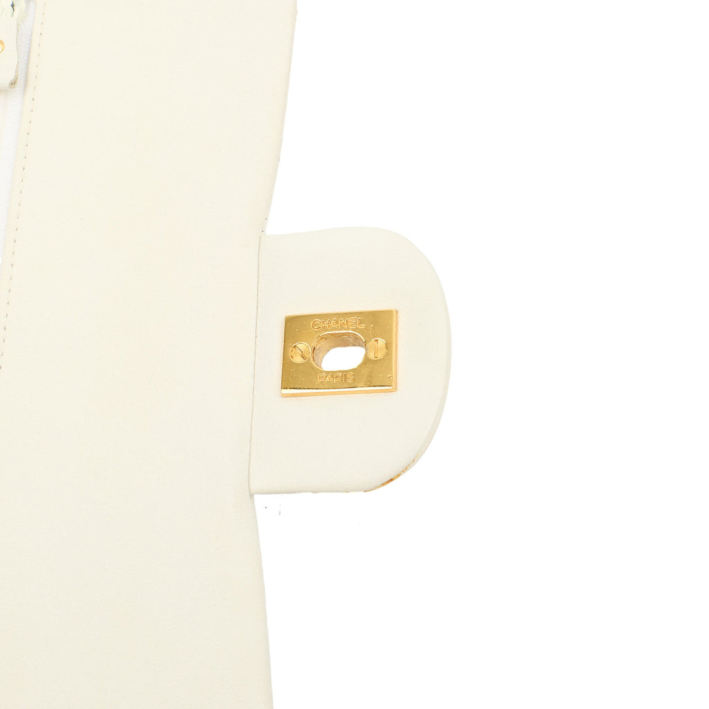 Chanel Shoulder Bag Classic Double Flap - Medium in White, Lambskin Leather — Alternate View 9
