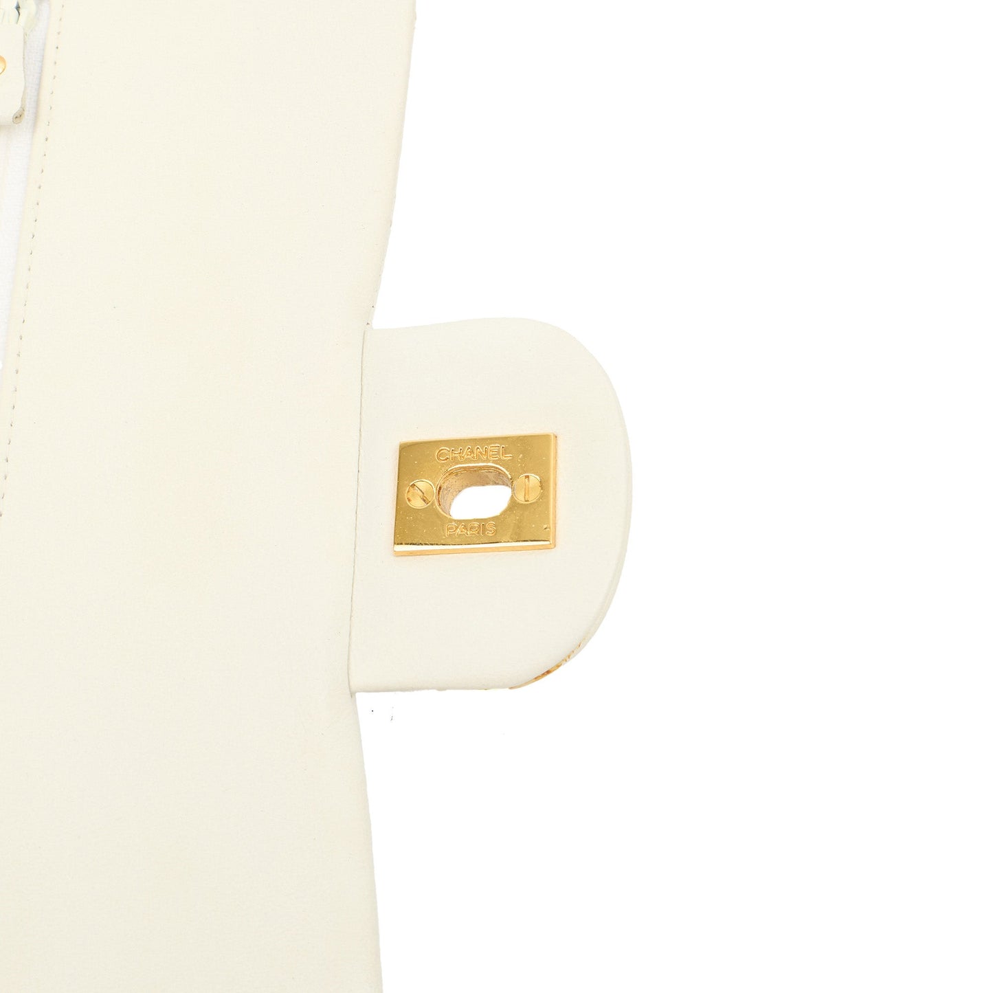 Chanel Shoulder Bag Classic Double Flap - Medium in White, Lambskin Leather — Alternate View 9