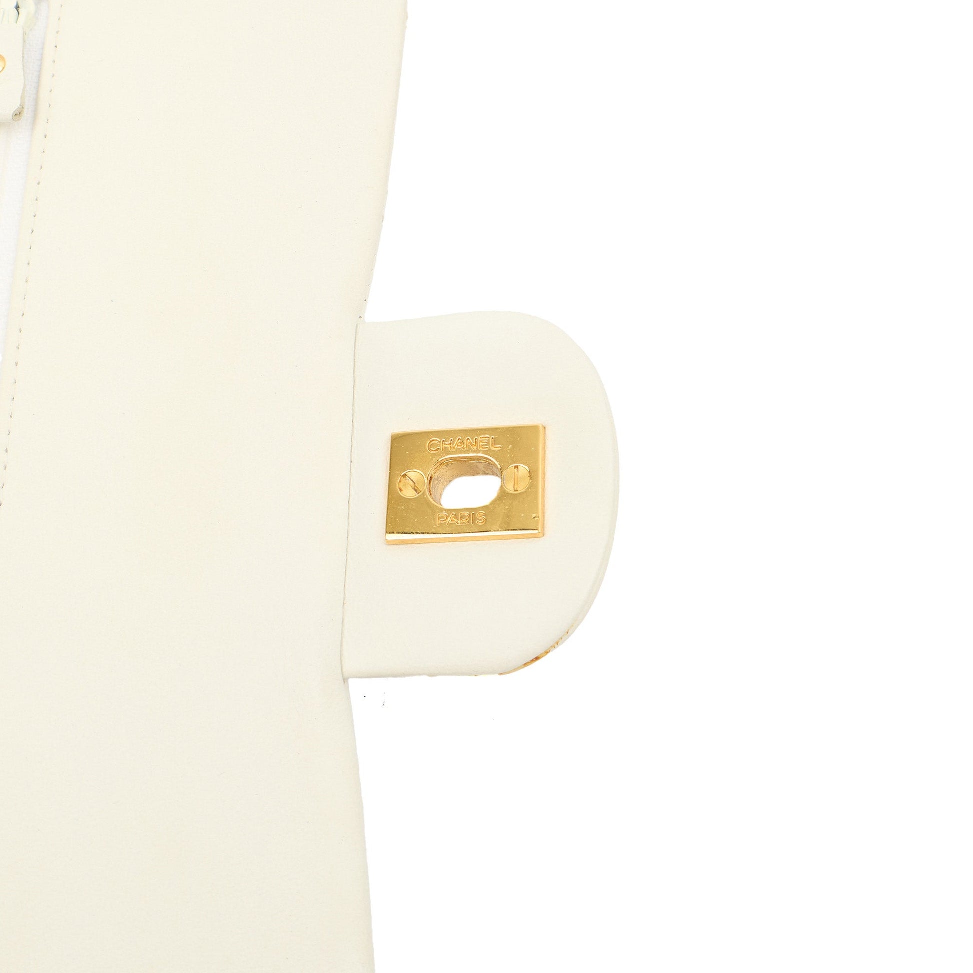 Chanel Shoulder Bag Classic Double Flap - Medium in White, Lambskin Leather — Alternate View 9