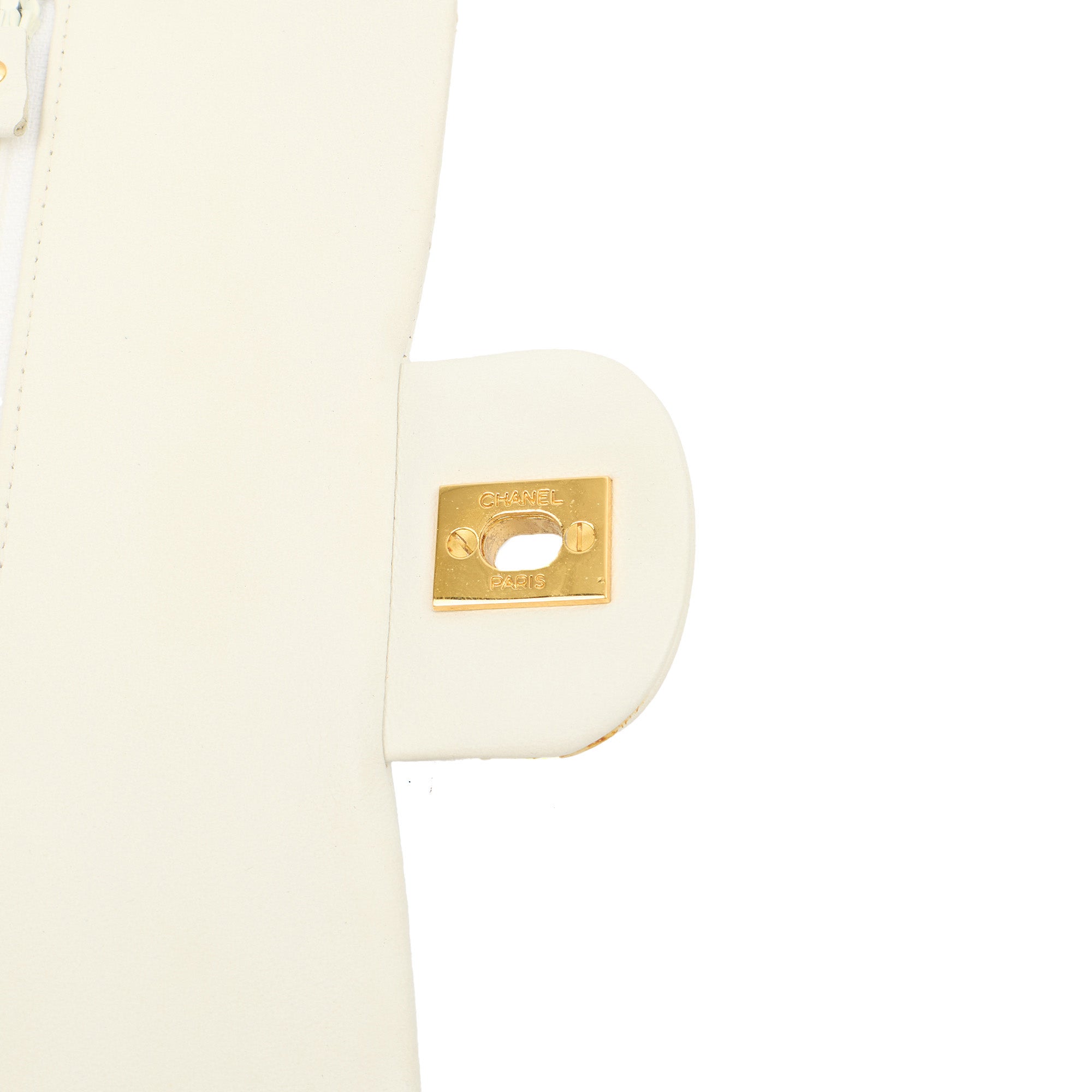 Chanel Shoulder Bag Classic Double Flap - Medium in White, Lambskin Leather — Alternate View 9