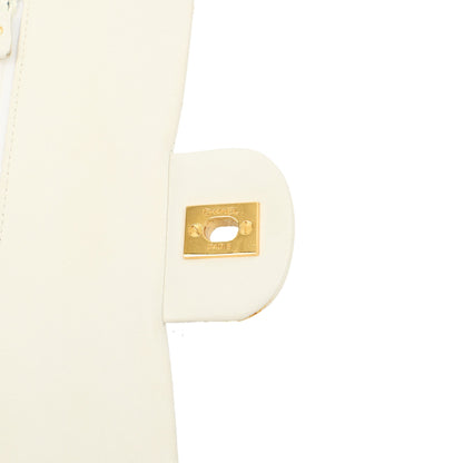 Chanel Shoulder Bag Classic Double Flap - Medium in White, Lambskin Leather — Alternate View 9