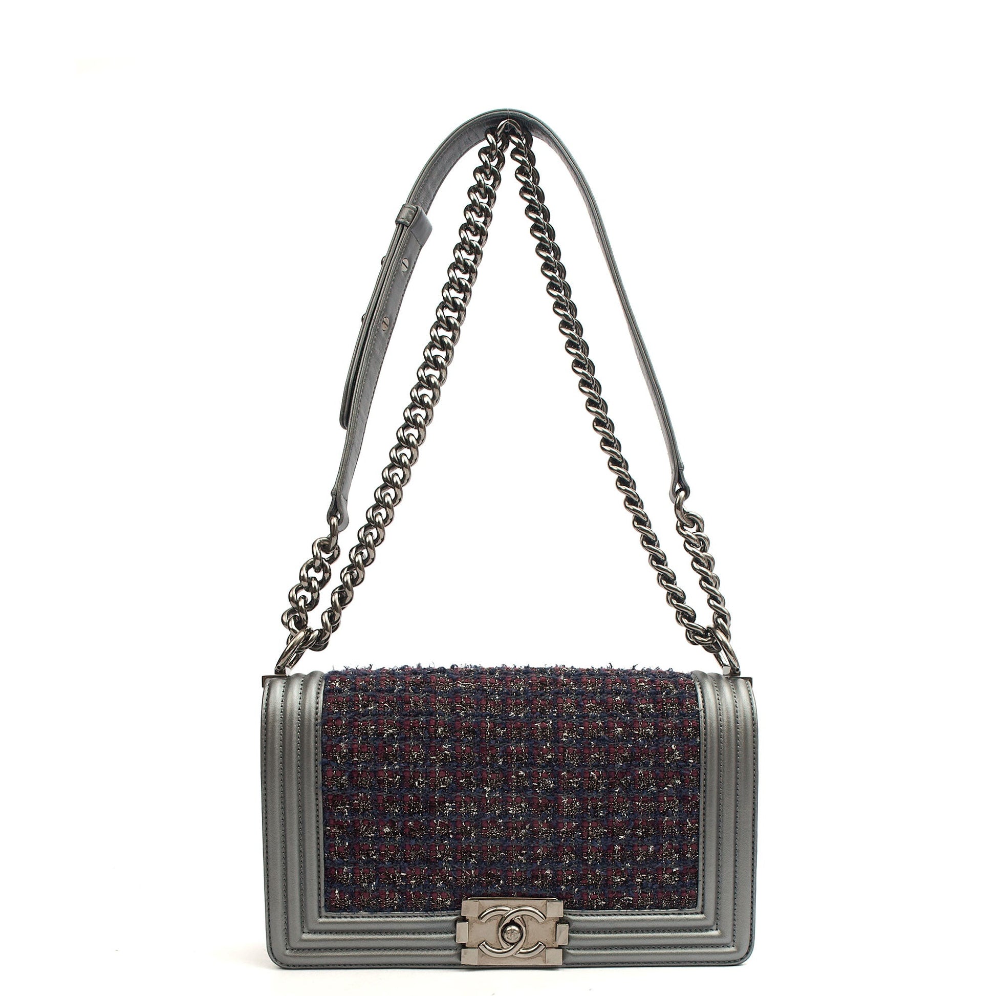 Chanel Shoulder Bag Boy - Medium in Multi, Fabric — Top View