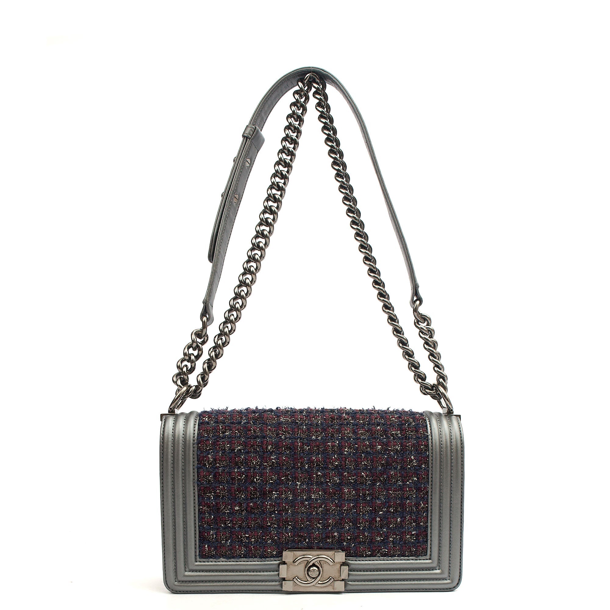 Chanel Shoulder Bag Boy - Medium in Multi, Fabric — Top View