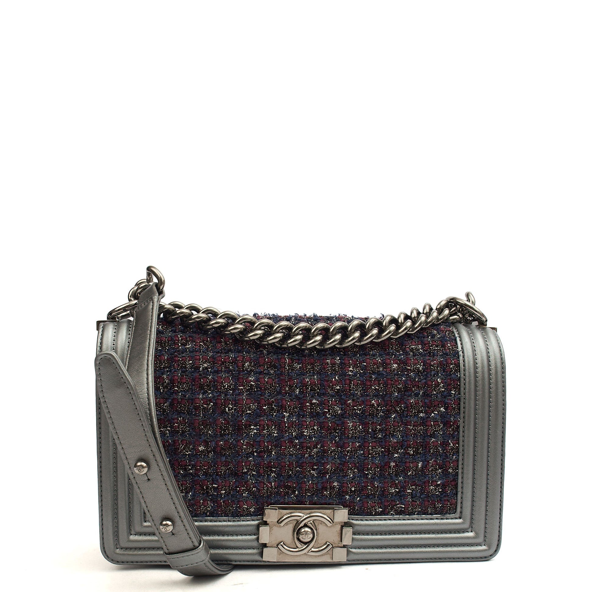 Chanel Shoulder Bag Boy - Medium in Multi, Fabric — Front View
