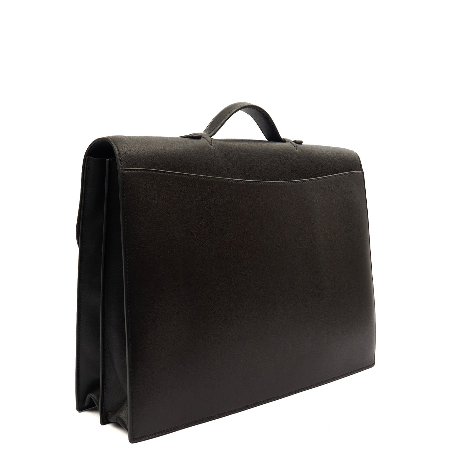 Hermes Sac a Depeches Briefcase in Black, Evercolour — Back View