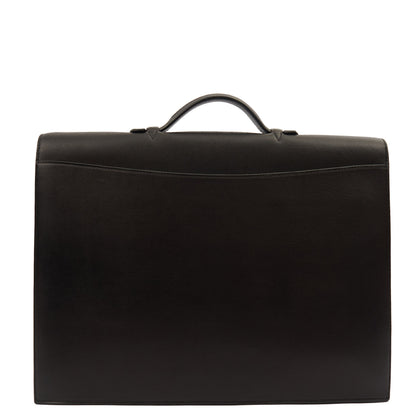 Hermes Sac a Depeches Briefcase in Black, Evercolour — Top View
