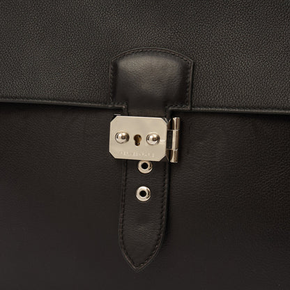 Hermes Sac a Depeches Briefcase in Black, Evercolour — Side View
