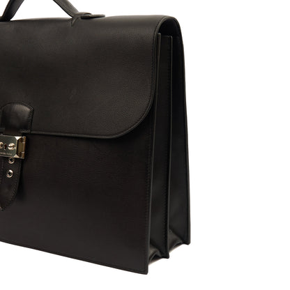 Hermes Sac a Depeches Briefcase in Black, Evercolour — Lifestyle View