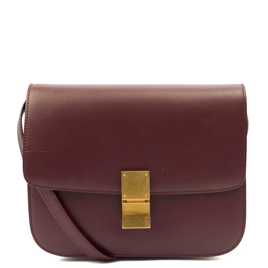 Celine Shoulder Bag Box Bag - Teen in Red, Leather — Front View