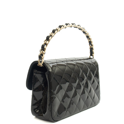 Chanel Top Handle Flap Bag With Top Handle in Black, Patent Leather — Alternate View 21