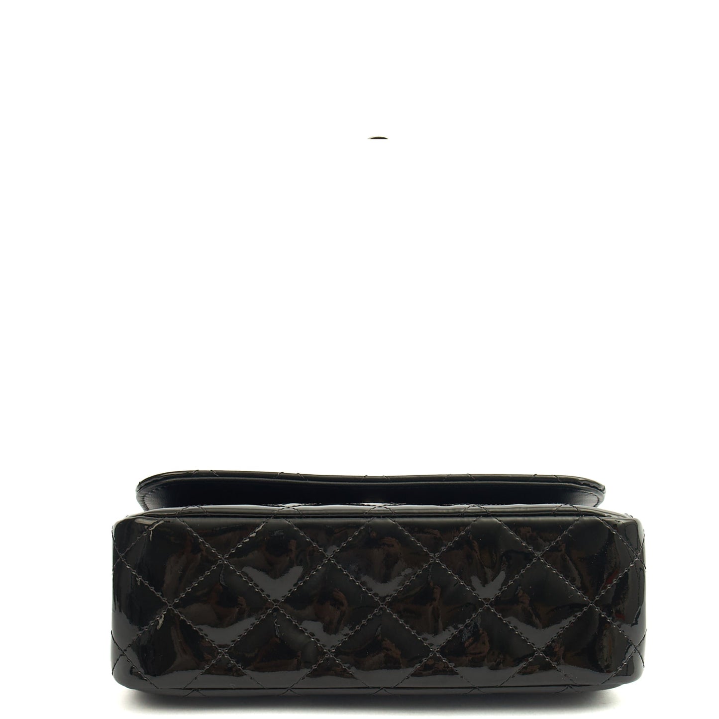 Chanel Top Handle Flap Bag With Top Handle in Black, Patent Leather — Detail View