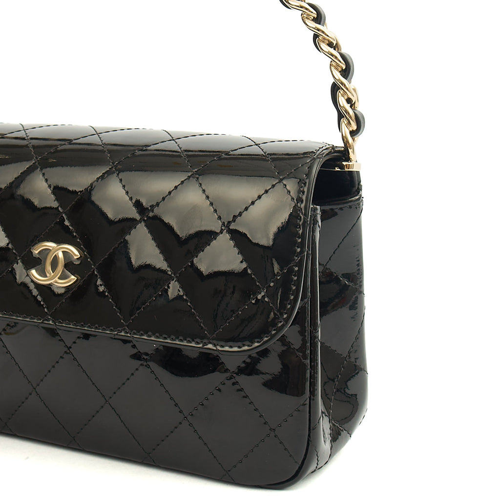 Chanel Top Handle Flap Bag With Top Handle in Black, Patent Leather — Alternate View 24