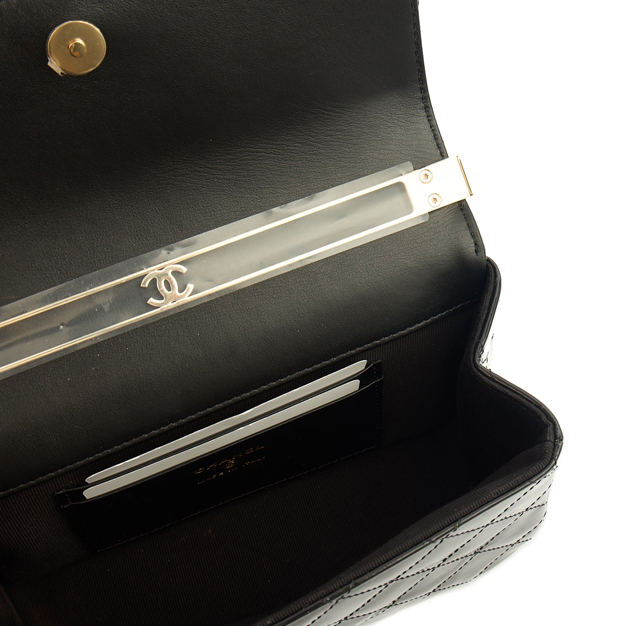 Chanel Top Handle Flap Bag With Top Handle in Black, Patent Leather — Alternate View 19