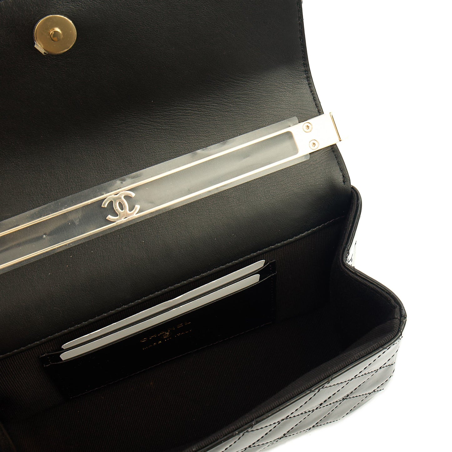Chanel Top Handle Flap Bag With Top Handle in Black, Patent Leather — Alternate View 28