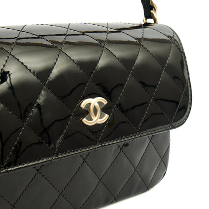 Chanel Top Handle Flap Bag With Top Handle in Black, Patent Leather — Alternate View 26
