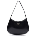 Prada Cross Body Cleo Shoulder Bag in Black, Patent Leather — Front View