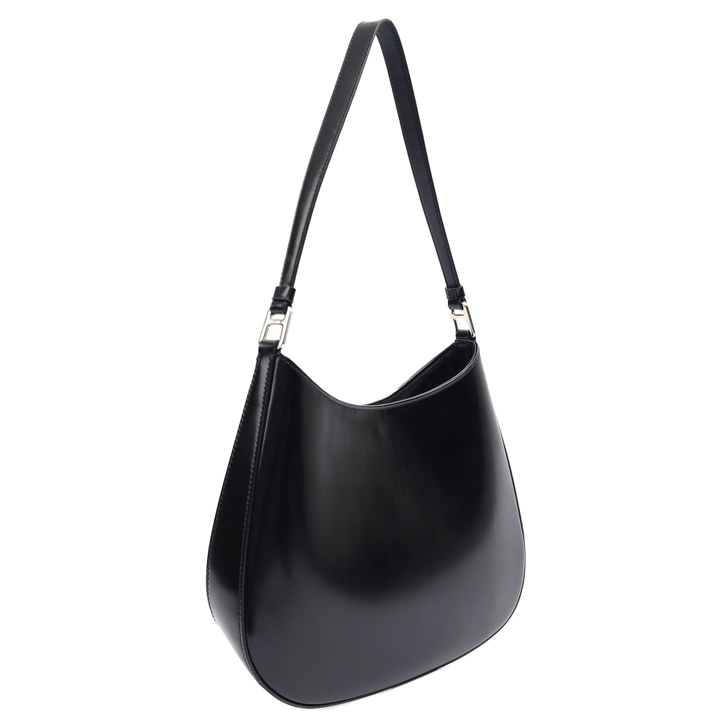 Prada Cross Body Cleo Shoulder Bag in Black, Patent Leather — Side View