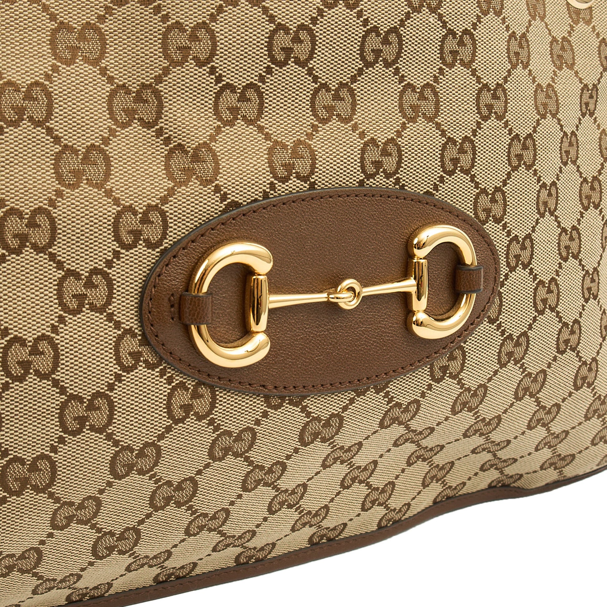 Gucci Tote Horsebit 1955 Tote in Brown, Fabric — Lifestyle View