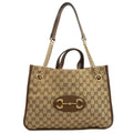 Gucci Tote Horsebit 1955 Tote in Brown, Fabric — Front View