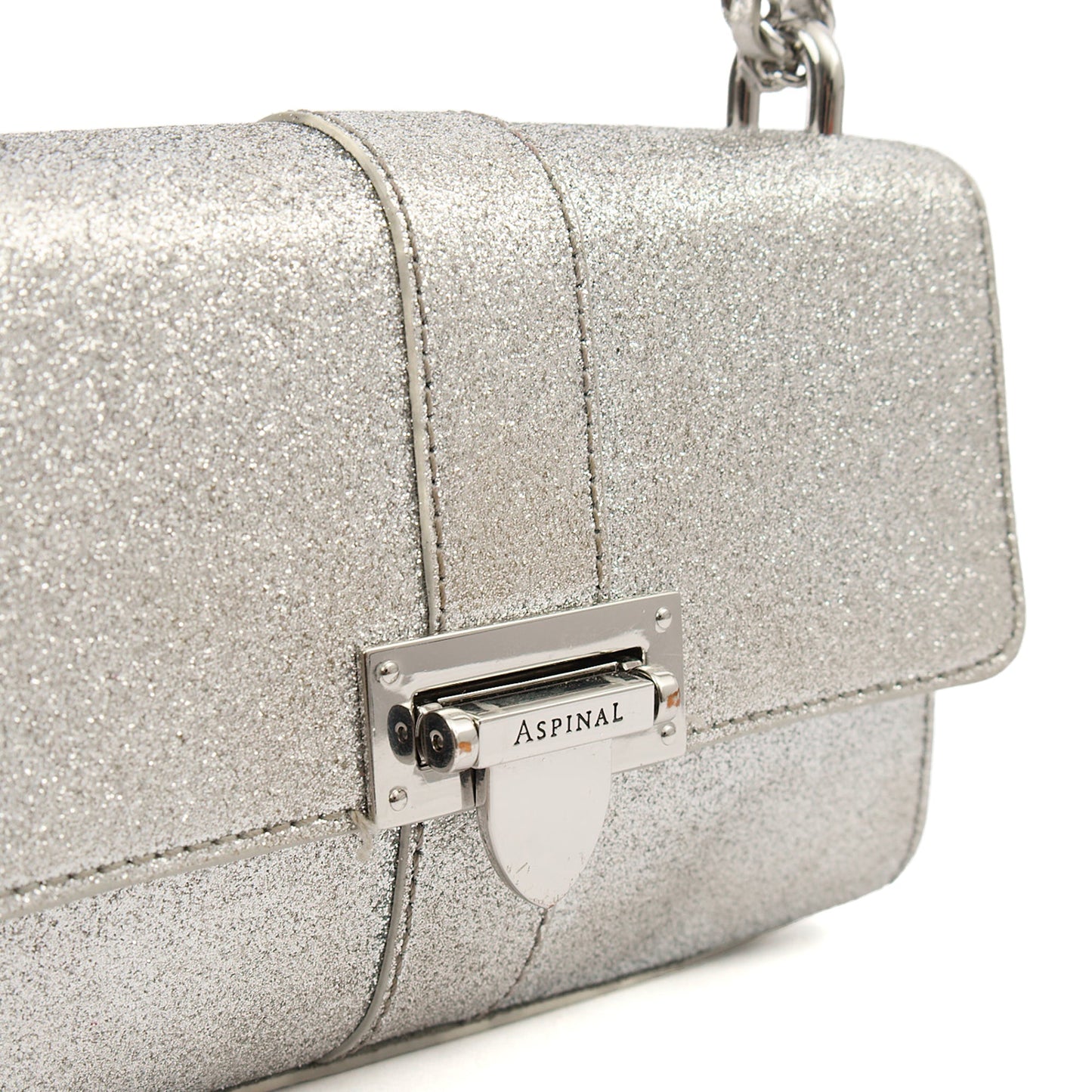 Aspinal of London Shoulder Bag Lottie Micro in Metallic, Leather — Side View