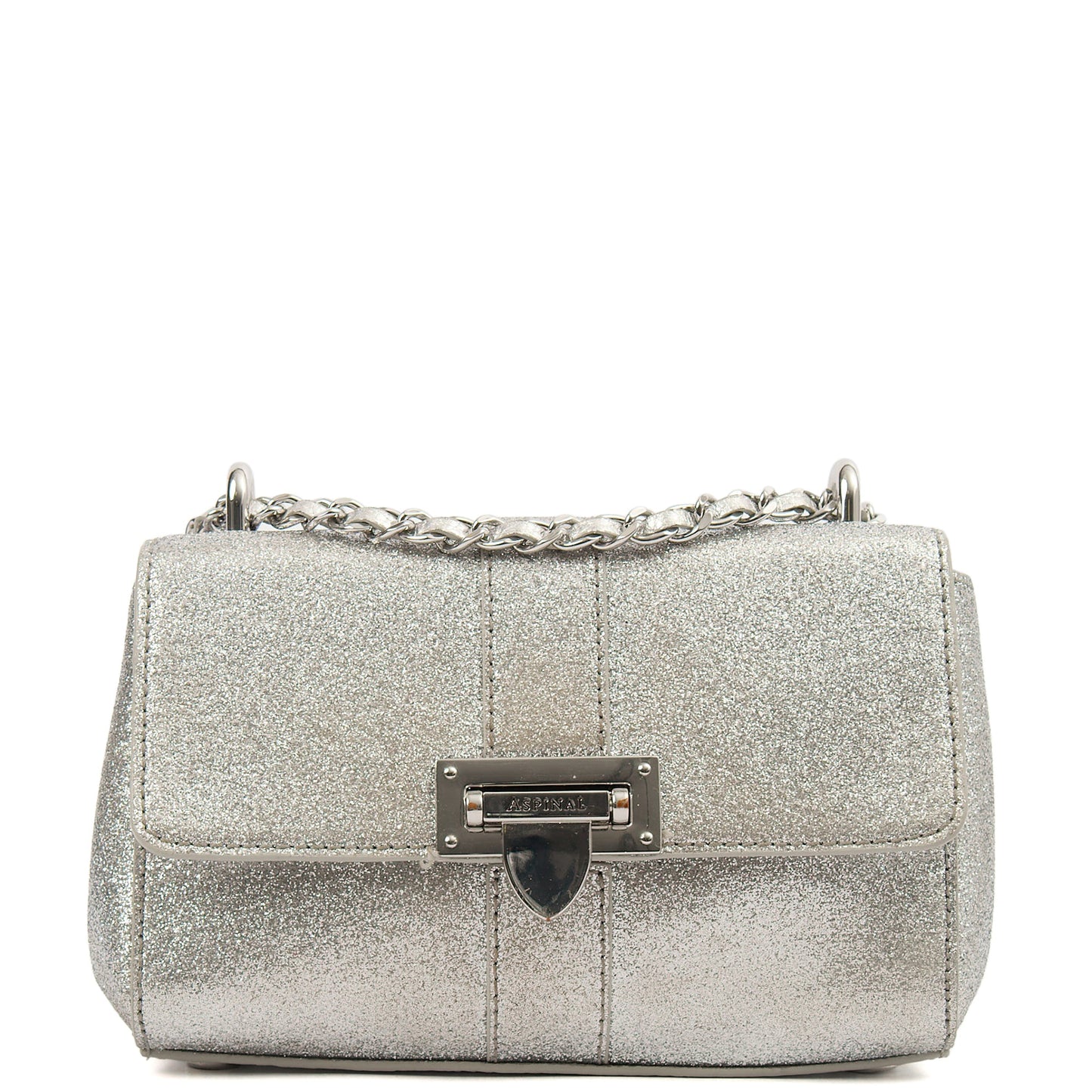 Aspinal of London Shoulder Bag Lottie Micro in Metallic, Leather — Front View