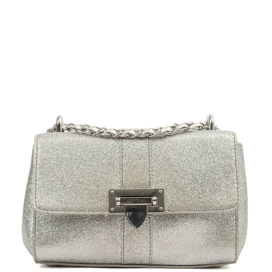 Aspinal of London Shoulder Bag Lottie Micro in Metallic, Leather — Front View