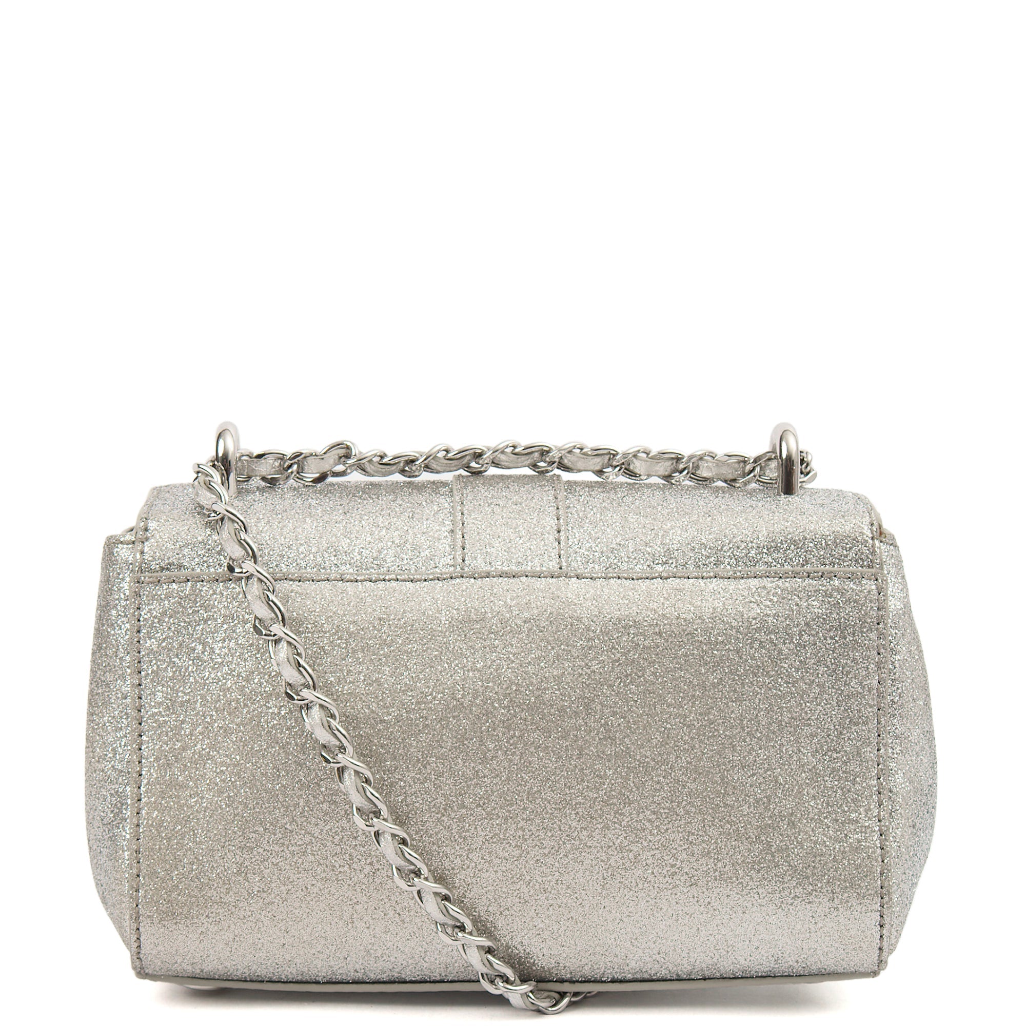 Aspinal of London Shoulder Bag Lottie Micro in Metallic, Leather — Back View
