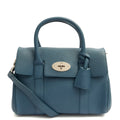 Mulberry Cross Body Bayswater with Strap- Small in Steel Blue, Leather — Front View