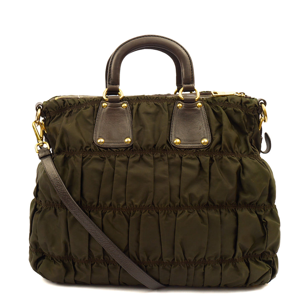 Prada Tote Lux Tote in Green, Nylon — Back View