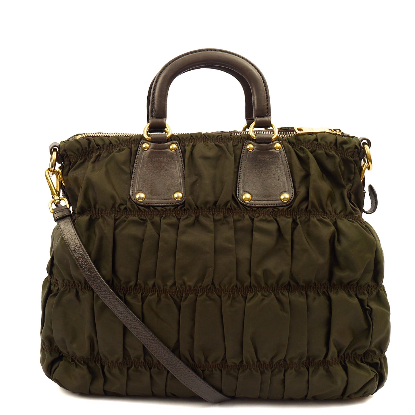 Prada Tote Lux Tote in Green, Nylon — Back View