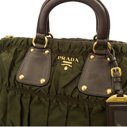 Prada Tote Lux Tote in Green, Nylon — Lifestyle View